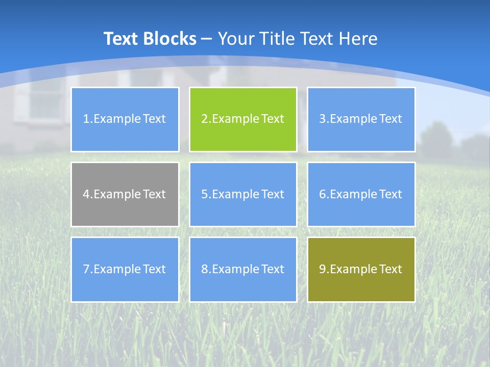 Focus On Front Lawn With House In Background. PowerPoint Template