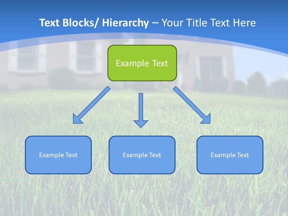 Focus On Front Lawn With House In Background. PowerPoint Template