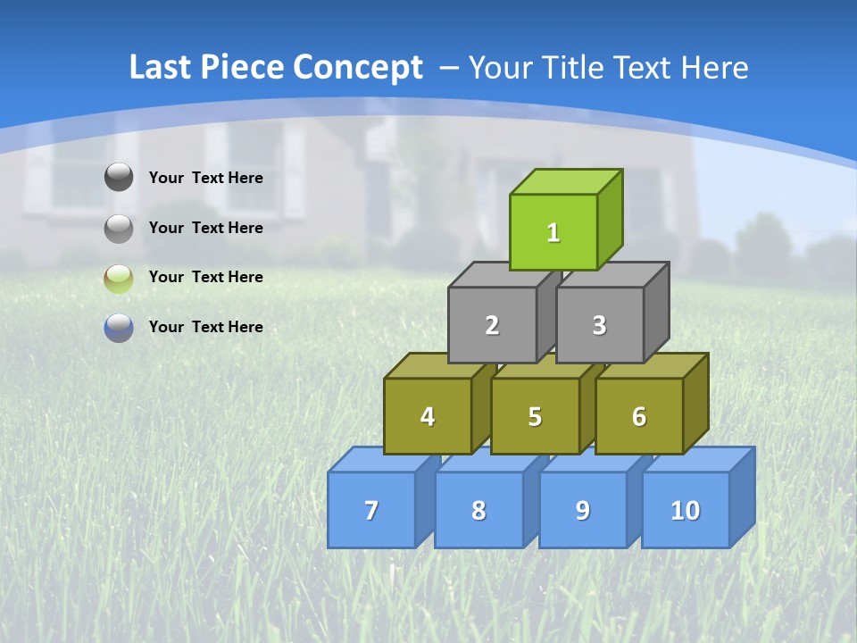 Focus On Front Lawn With House In Background. PowerPoint Template