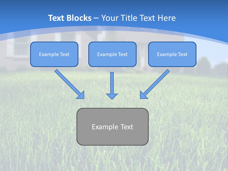 Focus On Front Lawn With House In Background. PowerPoint Template