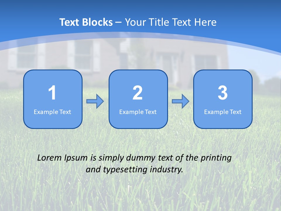 Focus On Front Lawn With House In Background. PowerPoint Template
