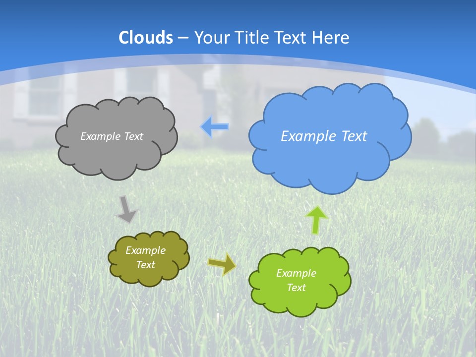 Focus On Front Lawn With House In Background. PowerPoint Template