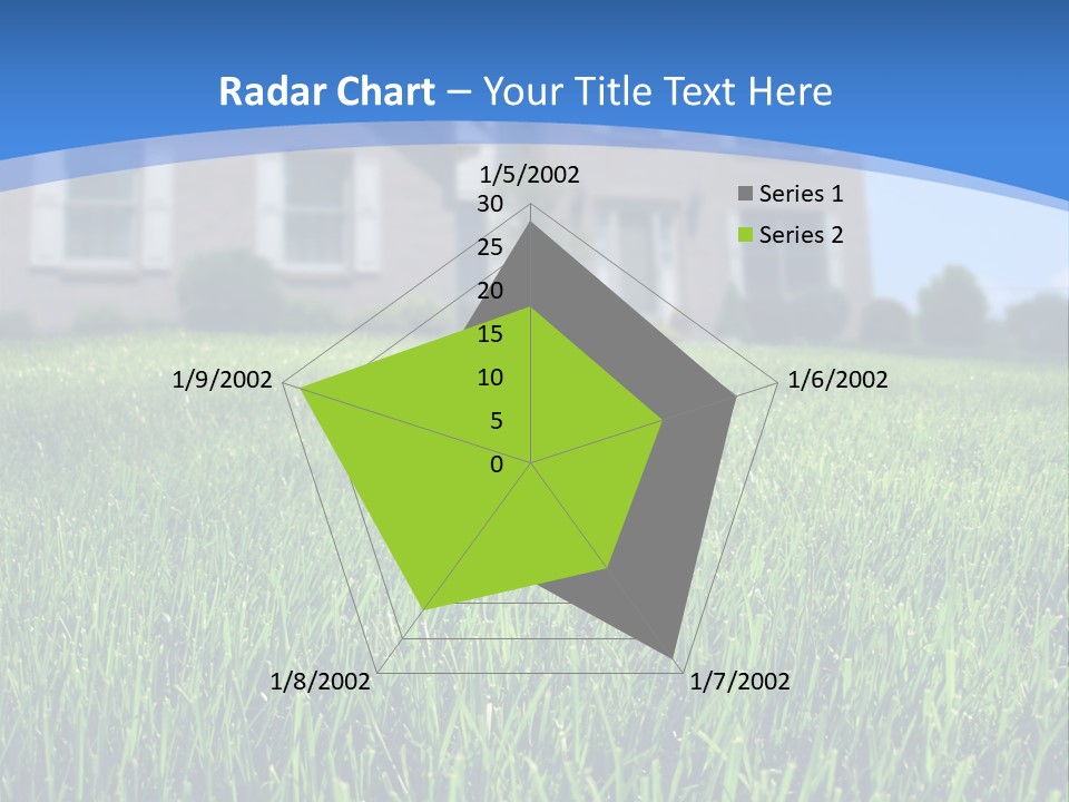 Focus On Front Lawn With House In Background. PowerPoint Template
