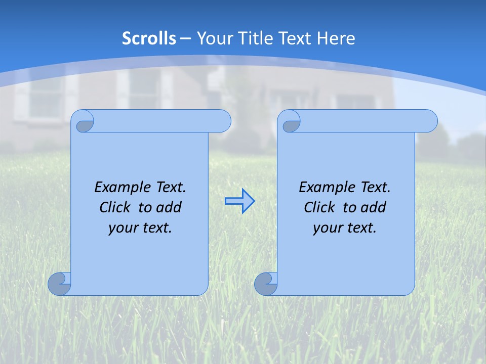 Focus On Front Lawn With House In Background. PowerPoint Template
