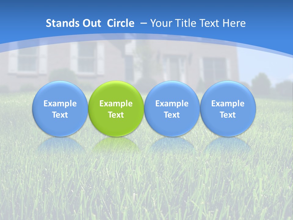 Focus On Front Lawn With House In Background. PowerPoint Template
