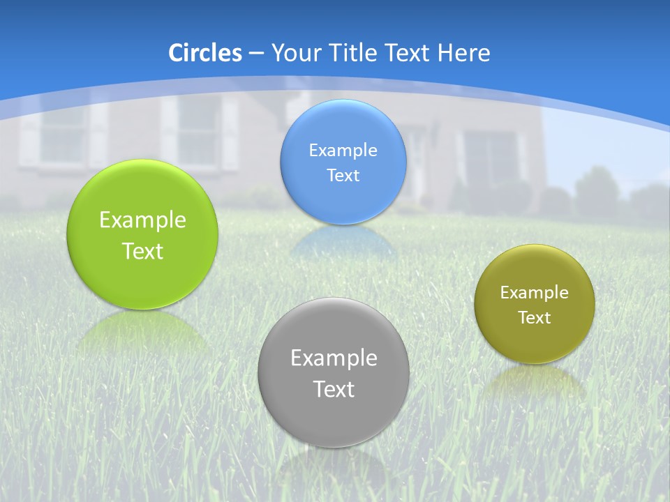 Focus On Front Lawn With House In Background. PowerPoint Template