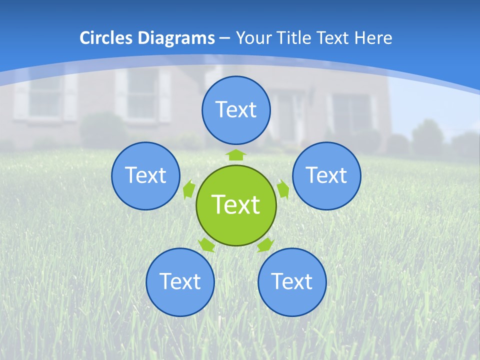 Focus On Front Lawn With House In Background. PowerPoint Template