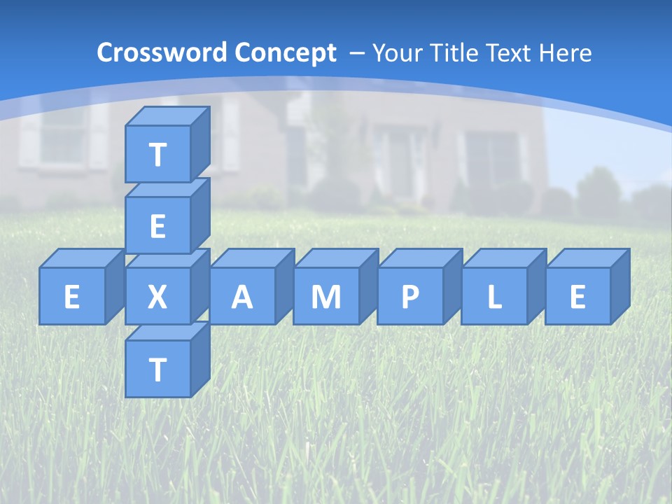 Focus On Front Lawn With House In Background. PowerPoint Template