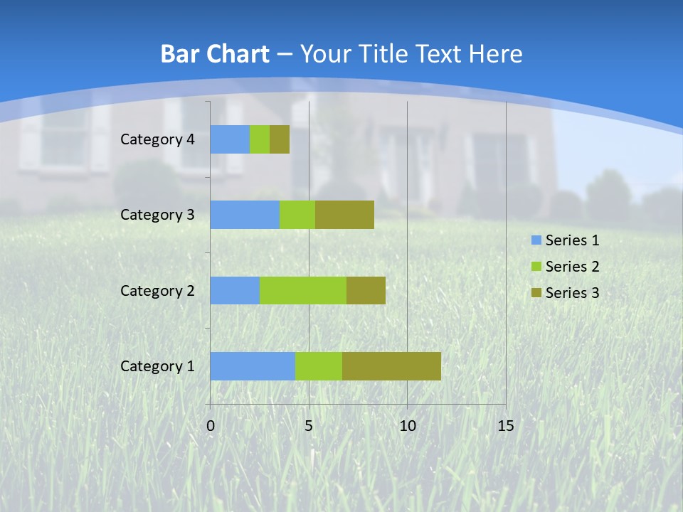 Focus On Front Lawn With House In Background. PowerPoint Template