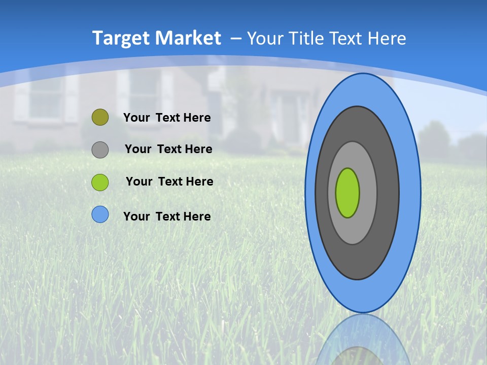 Focus On Front Lawn With House In Background. PowerPoint Template