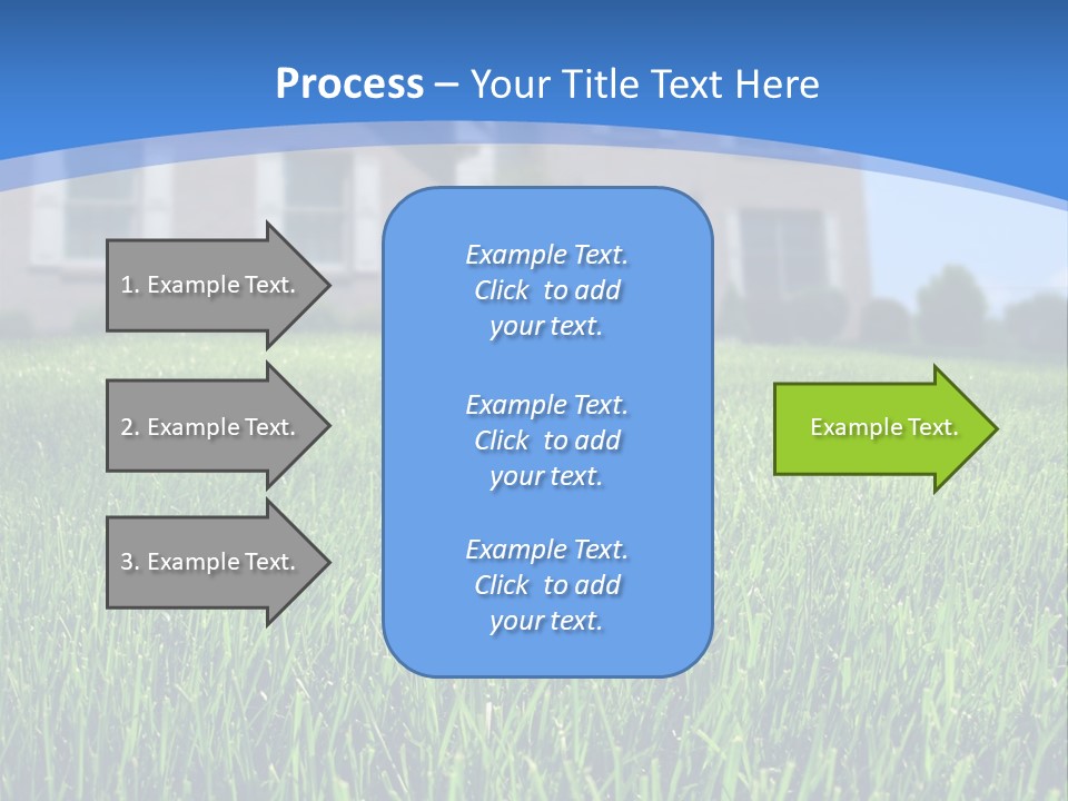 Focus On Front Lawn With House In Background. PowerPoint Template