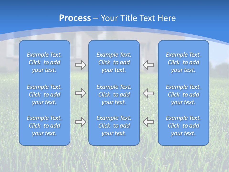 Focus On Front Lawn With House In Background. PowerPoint Template