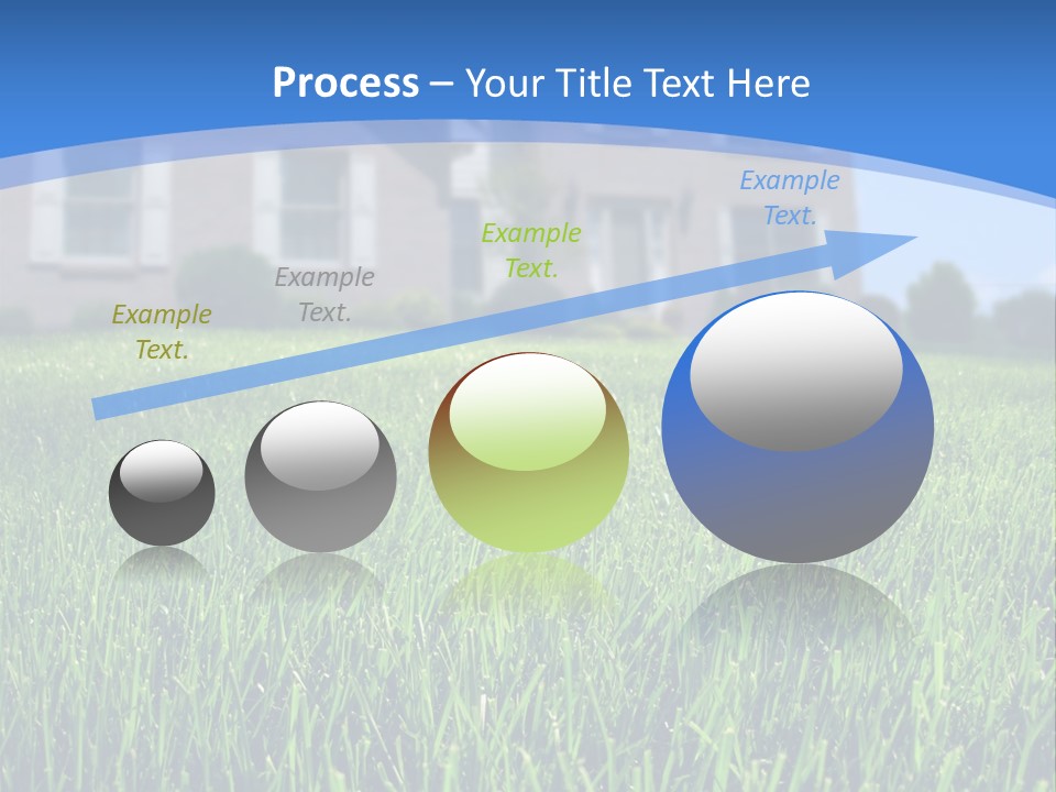 Focus On Front Lawn With House In Background. PowerPoint Template