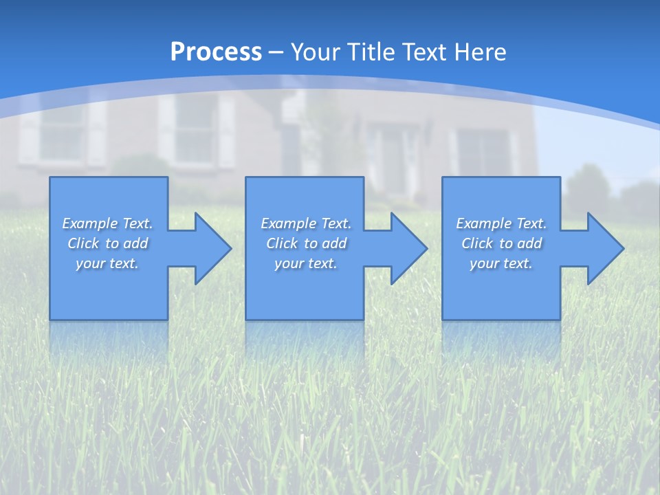 Focus On Front Lawn With House In Background. PowerPoint Template