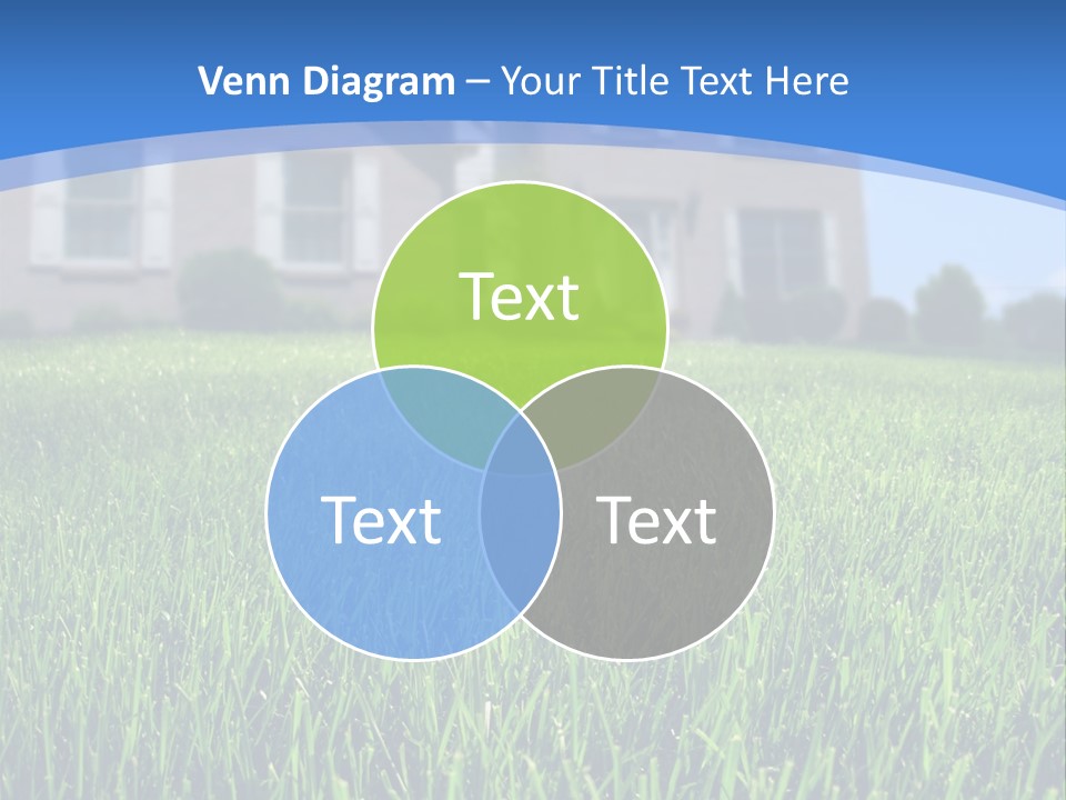 Focus On Front Lawn With House In Background. PowerPoint Template