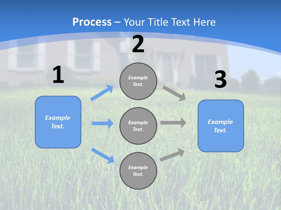 Focus On Front Lawn With House In Background. PowerPoint Template