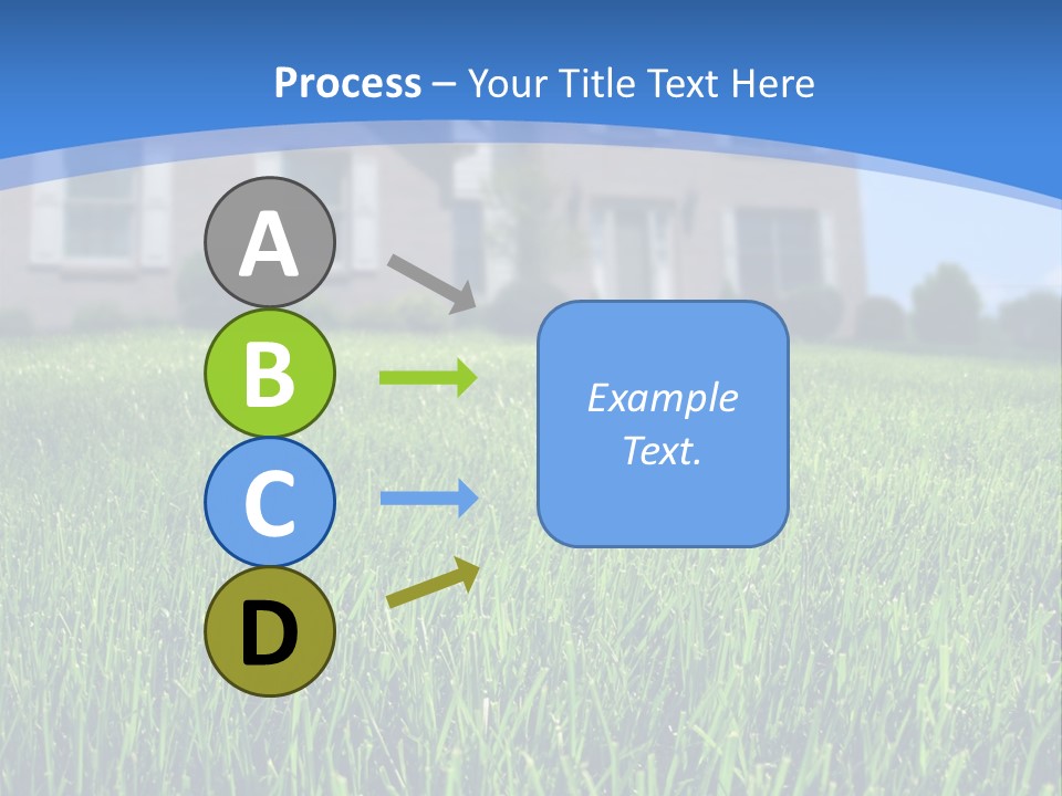 Focus On Front Lawn With House In Background. PowerPoint Template