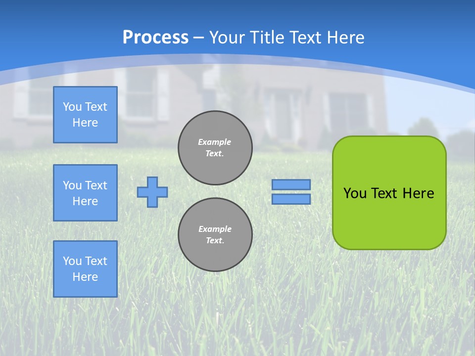 Focus On Front Lawn With House In Background. PowerPoint Template