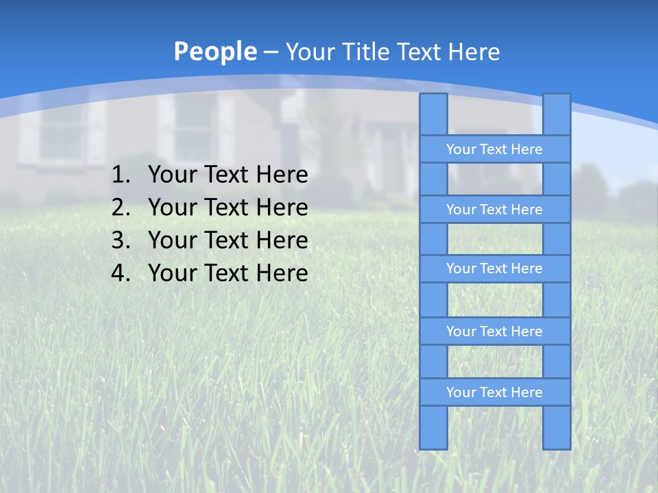 Focus On Front Lawn With House In Background. PowerPoint Template