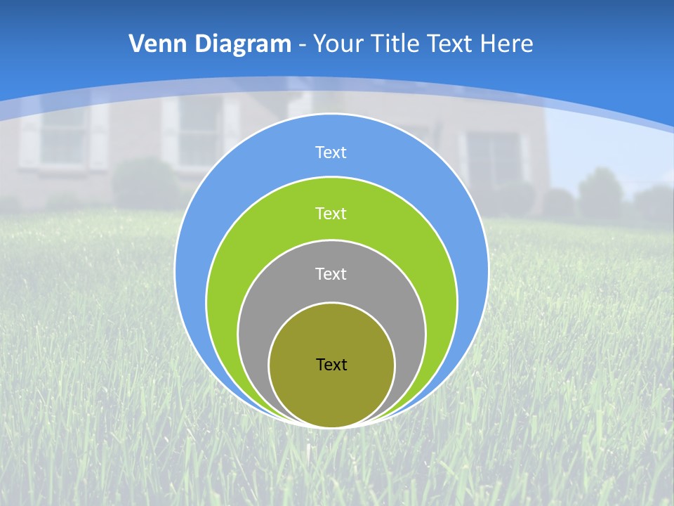 Focus On Front Lawn With House In Background. PowerPoint Template