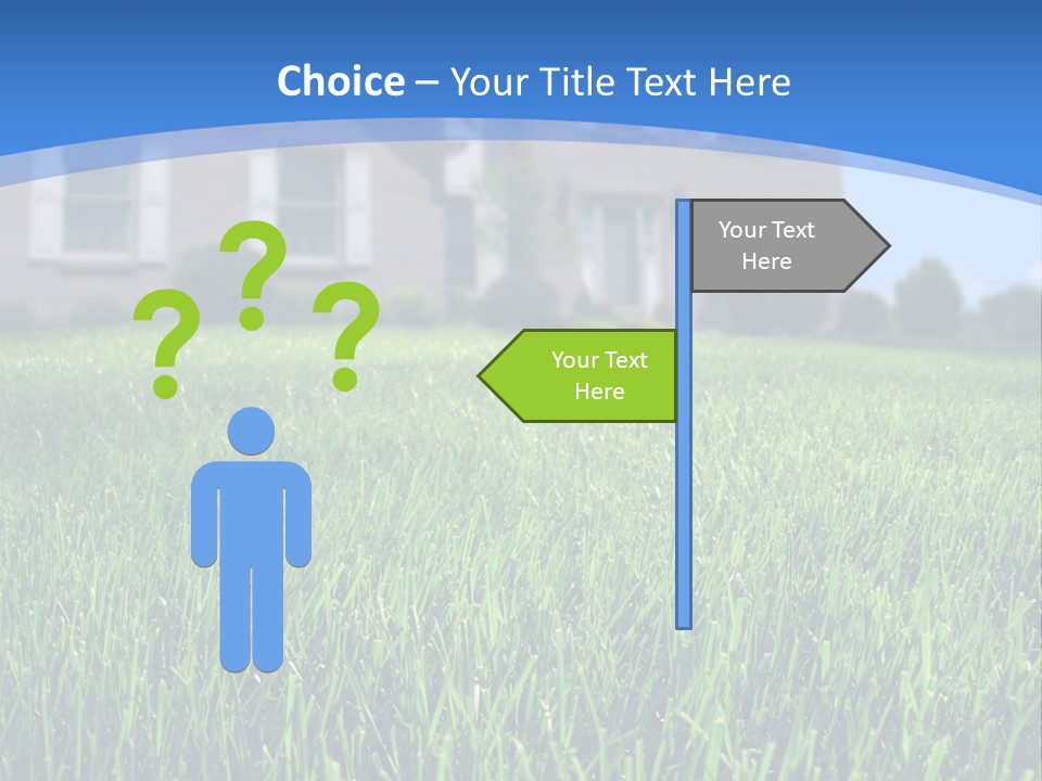 Focus On Front Lawn With House In Background. PowerPoint Template