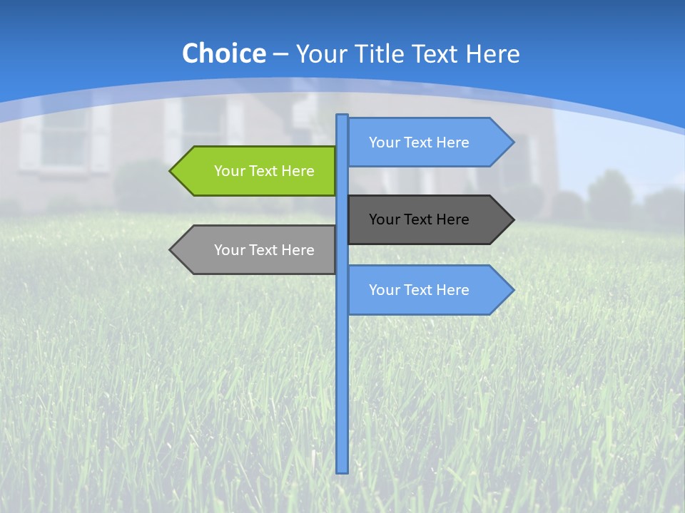 Focus On Front Lawn With House In Background. PowerPoint Template