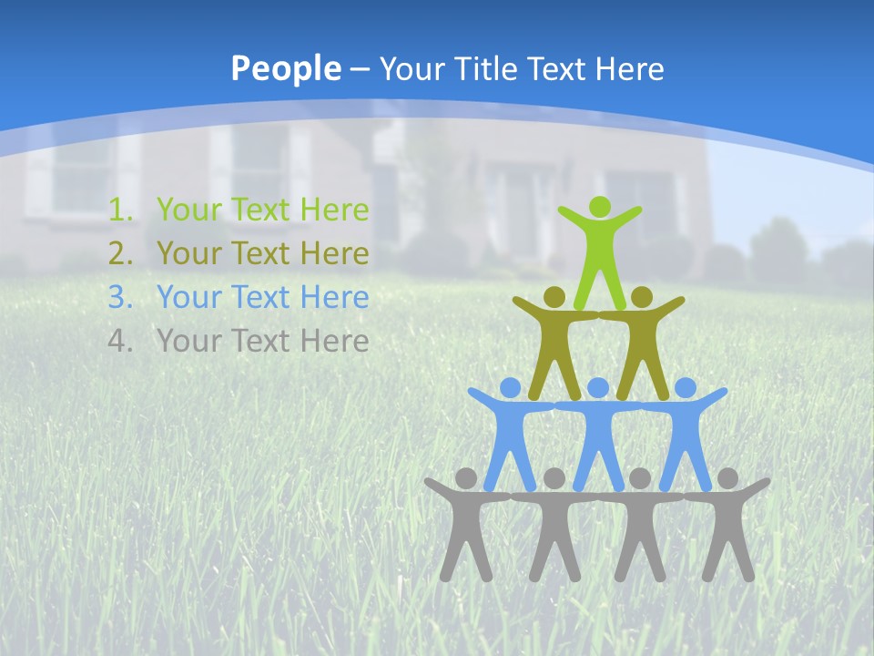 Focus On Front Lawn With House In Background. PowerPoint Template