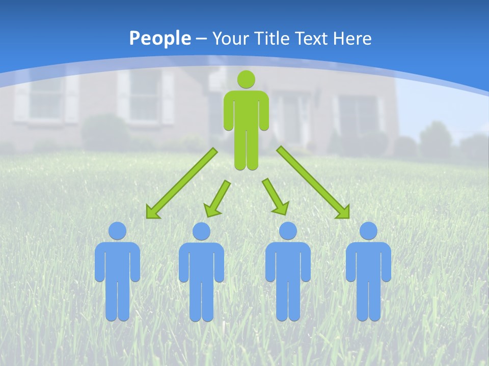 Focus On Front Lawn With House In Background. PowerPoint Template