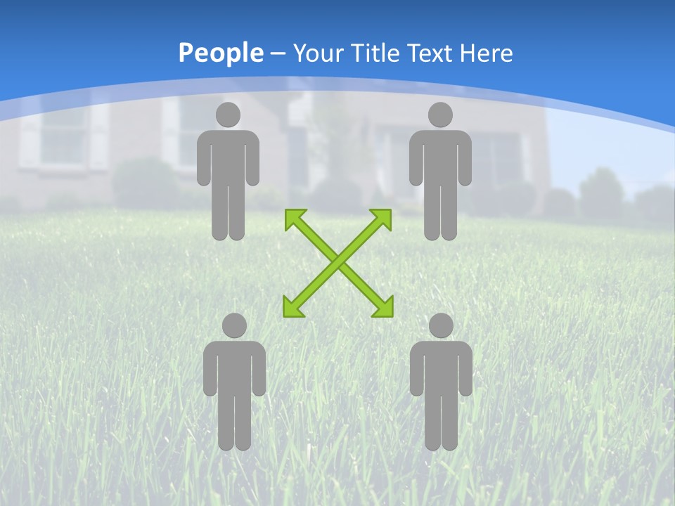 Focus On Front Lawn With House In Background. PowerPoint Template