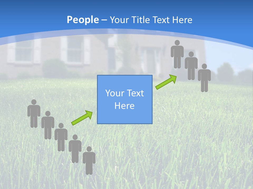 Focus On Front Lawn With House In Background. PowerPoint Template