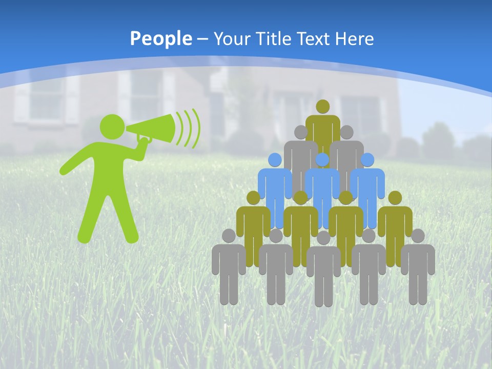 Focus On Front Lawn With House In Background. PowerPoint Template