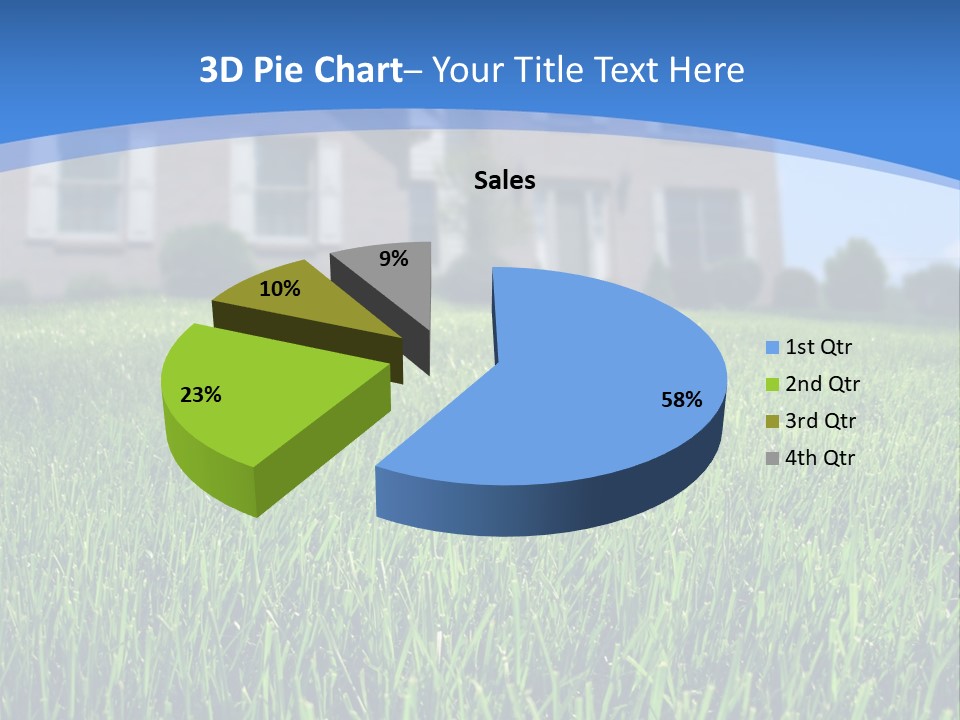 Focus On Front Lawn With House In Background. PowerPoint Template