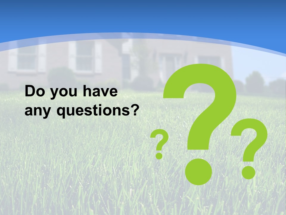 Focus On Front Lawn With House In Background. PowerPoint Template