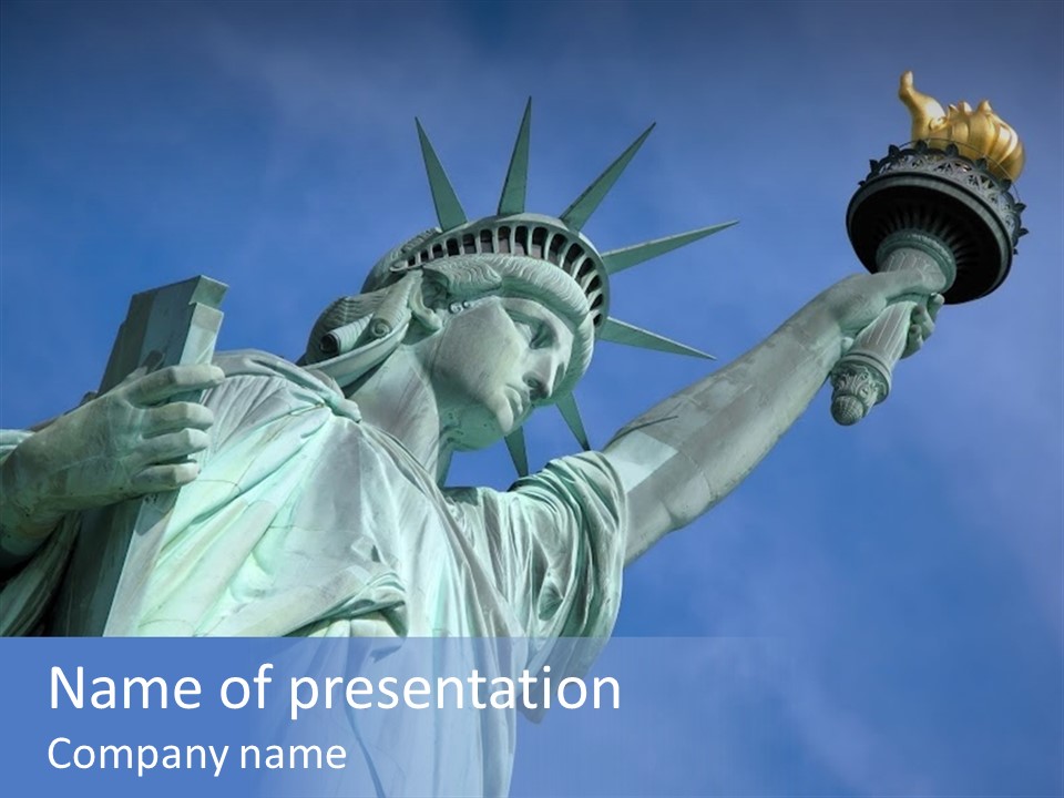 Statue Of Liberty On Liberty Island In New York City. PowerPoint Template