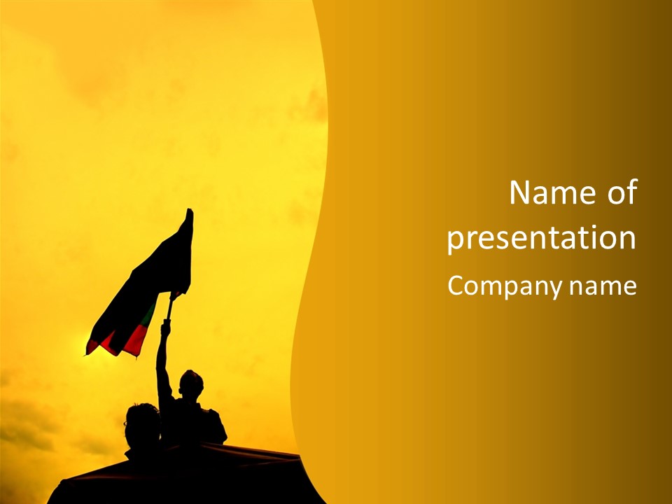 Sunset Silhouette Of Street Protester PowerPoint Template