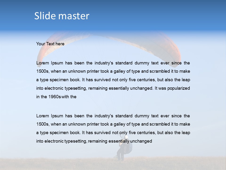 Paraglider Landing In A Field PowerPoint Template