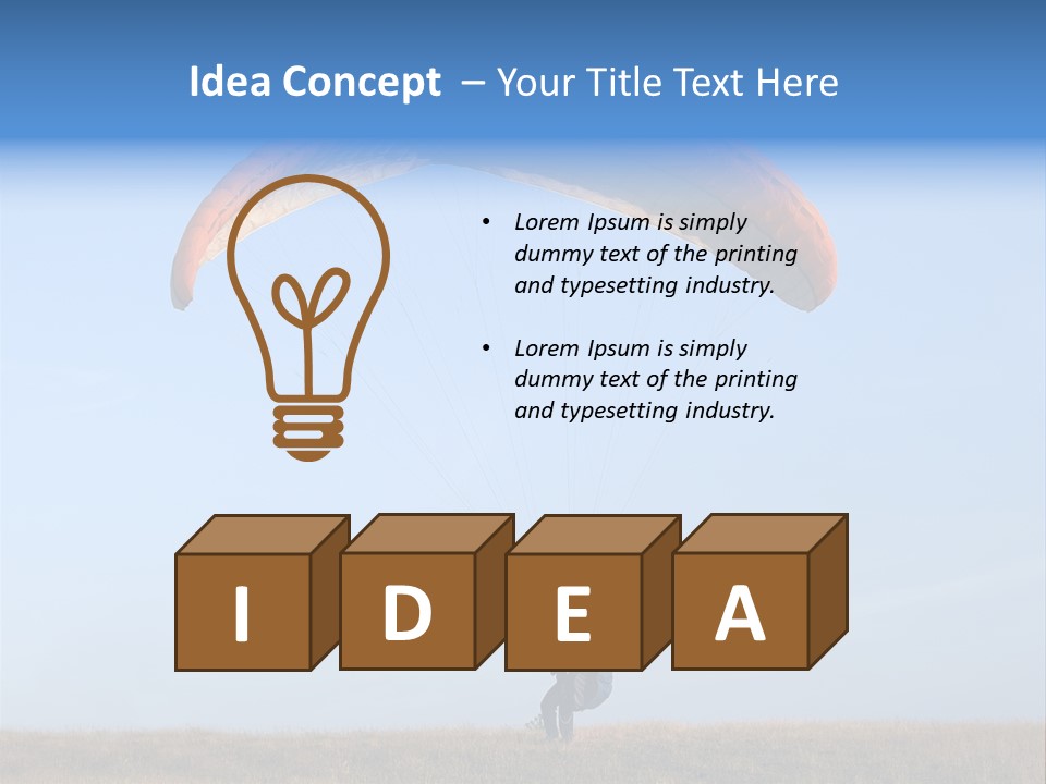 Paraglider Landing In A Field PowerPoint Template