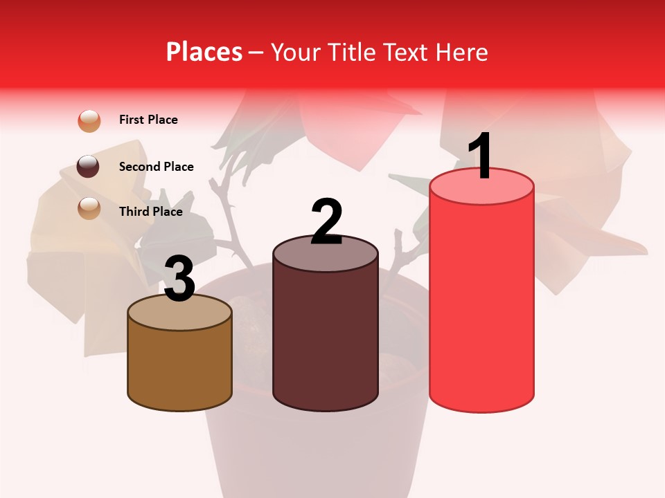 Composition Of Origami Flower Figures (Isolated On White) PowerPoint Template