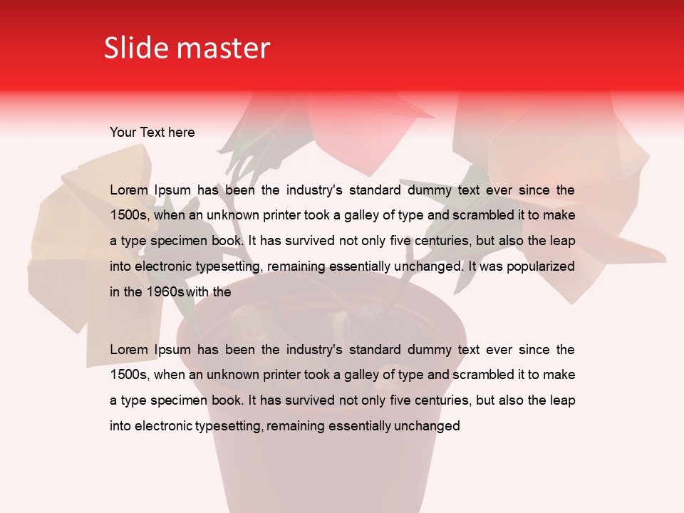 Composition Of Origami Flower Figures (Isolated On White) PowerPoint Template