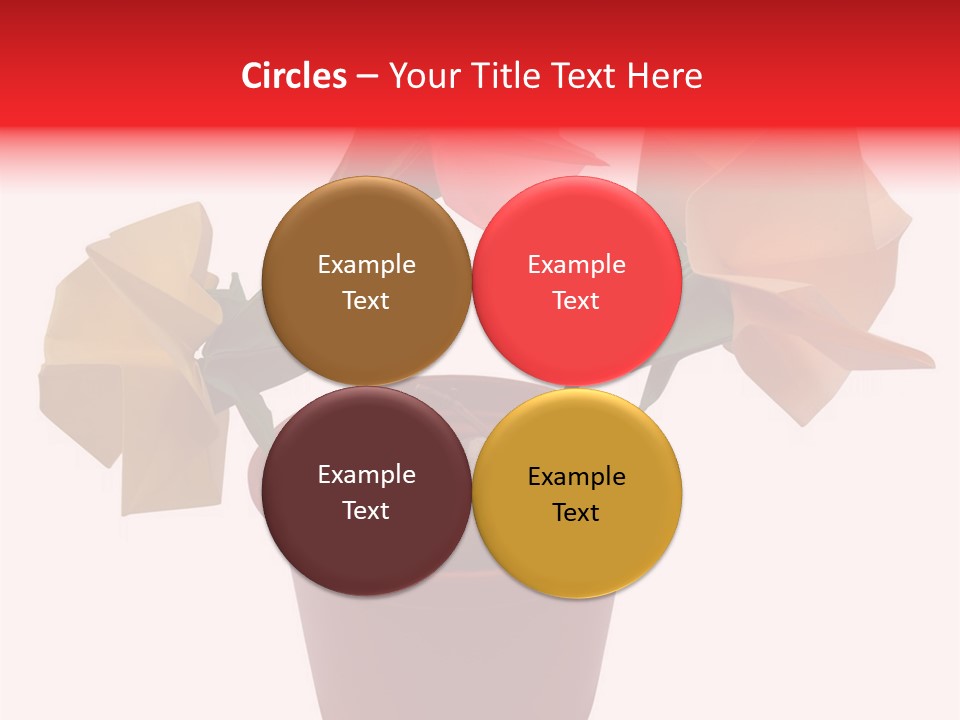 Composition Of Origami Flower Figures (Isolated On White) PowerPoint Template