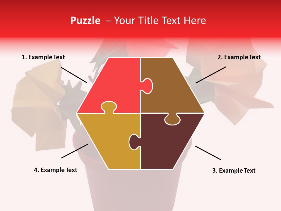 Composition Of Origami Flower Figures (Isolated On White) PowerPoint Template