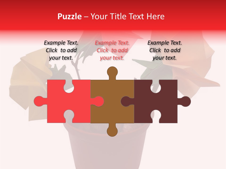 Composition Of Origami Flower Figures (Isolated On White) PowerPoint Template