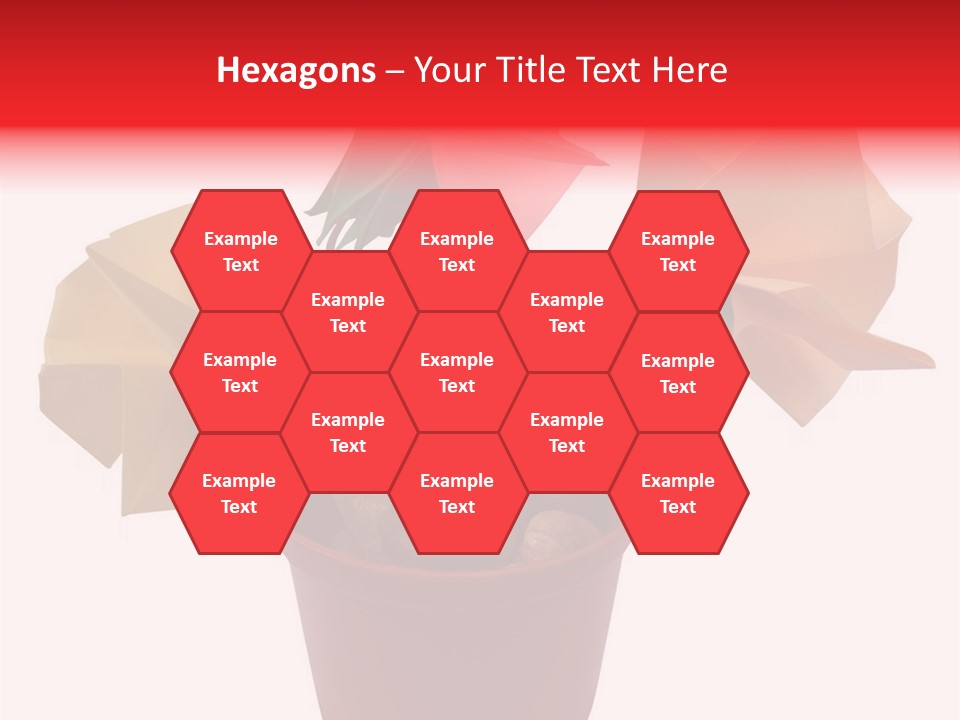 Composition Of Origami Flower Figures (Isolated On White) PowerPoint Template