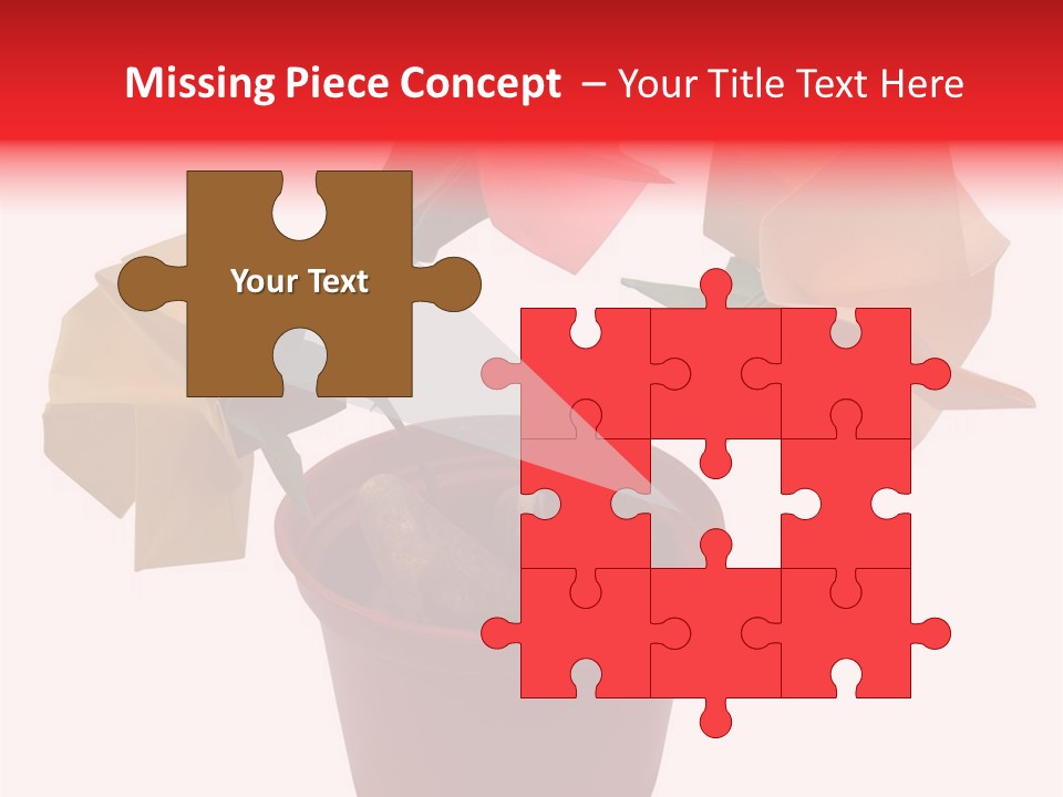 Composition Of Origami Flower Figures (Isolated On White) PowerPoint Template