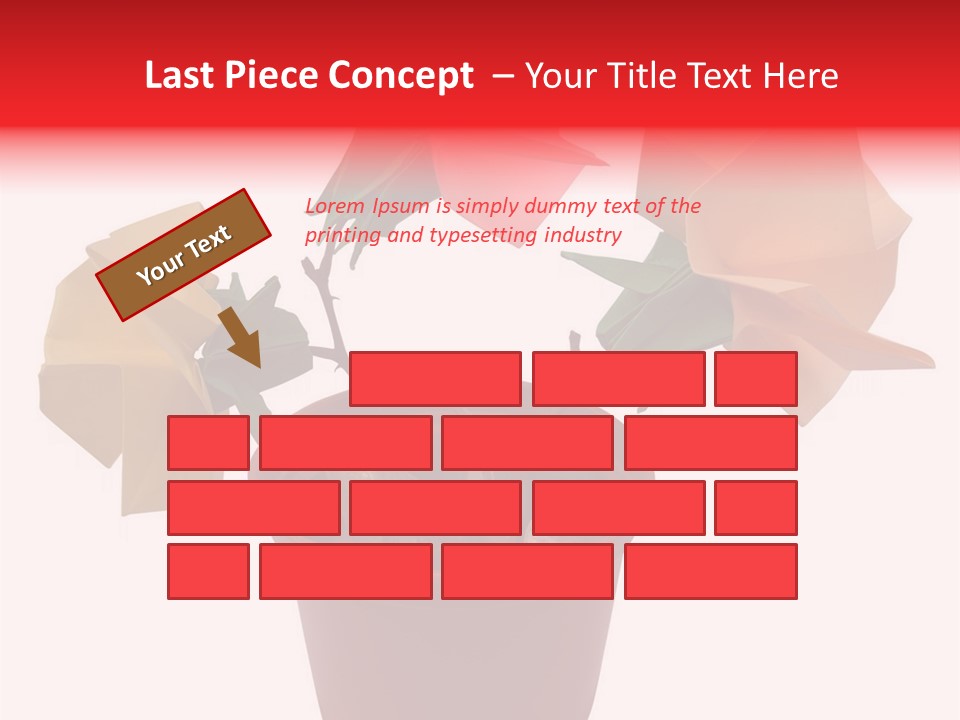 Composition Of Origami Flower Figures (Isolated On White) PowerPoint Template