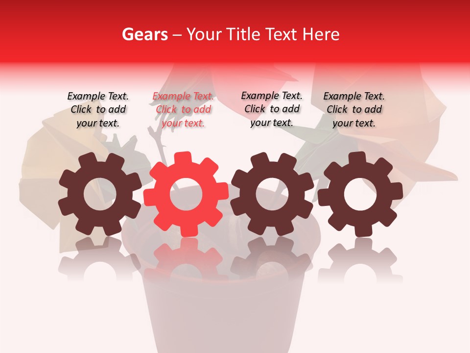 Composition Of Origami Flower Figures (Isolated On White) PowerPoint Template