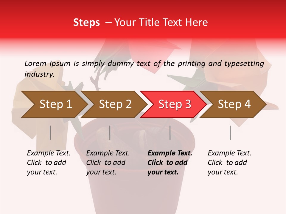 Composition Of Origami Flower Figures (Isolated On White) PowerPoint Template
