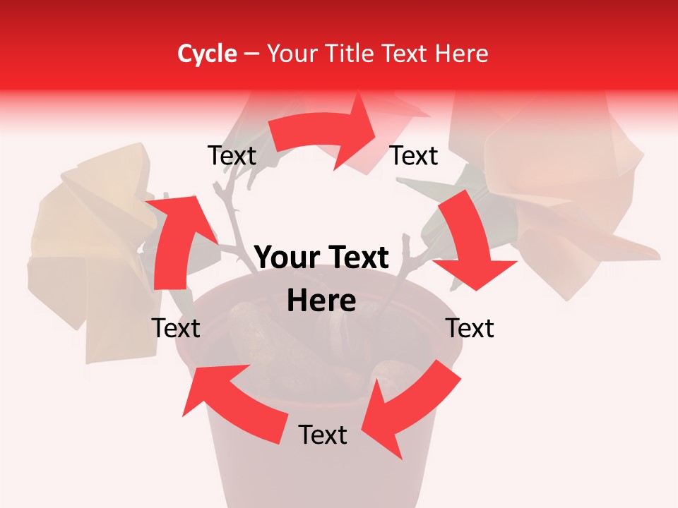 Composition Of Origami Flower Figures (Isolated On White) PowerPoint Template