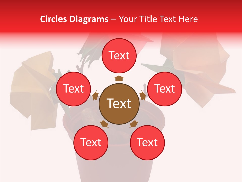 Composition Of Origami Flower Figures (Isolated On White) PowerPoint Template