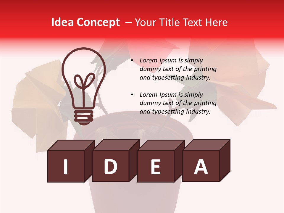 Composition Of Origami Flower Figures (Isolated On White) PowerPoint Template